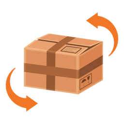 package with return arrows